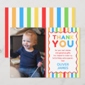Colorful 1st Birthday Photo サンキューカード (正面/裏面)