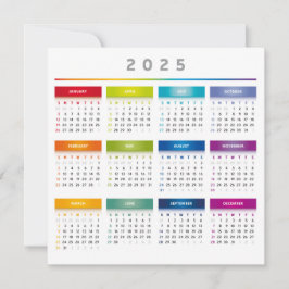 Colorful 2025 Calendar - Rainbow Colors 3 Columns