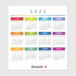 Colorful 2025 Calendar - Rainbow Colors 3 Columns シール