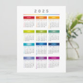 Colorful 2025 Calendar - Rainbow Colors 3 Columns メニュー (スタンド正面)