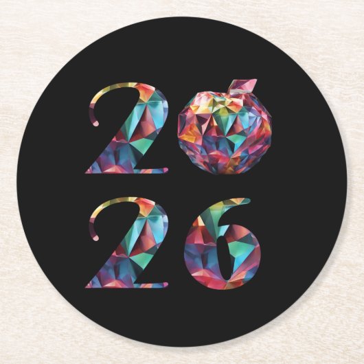 Colorful 2026 ラウンドペーパーコースター (正面)