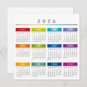 Colorful 2026 Calendar - Rainbow Colors 3 Columns シーズンカード (正面/裏面)