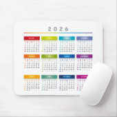 Colorful 2026 Calendar - Rainbow Colors 3 Columns マウスパッド (マウス)