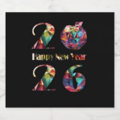 Colorful 2026 Happy New Year- スパークリングワインラベル (シングルラベル)