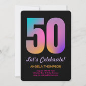 Colorful 50 Years Birthday Invitation 招待状 (正面)