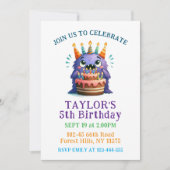 Colorful 5th Birthday Monster Party Invitation  招待状 (正面)