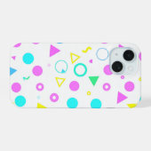 Colorful 80s Memphis Geometric Shapes iPhone 15ケース (裏面横)