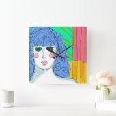 Colorful Abstract Art Large Clock スクエア壁時計 (ホーム)