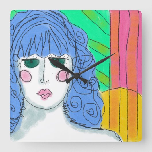 Colorful Abstract Art Large Clock スクエア壁時計 (正面)