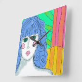 Colorful Abstract Art Large Clock スクエア壁時計 (傾斜)