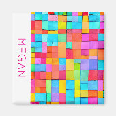 Colorful Abstract Art NAME Pink Modern  マグネット (正面)