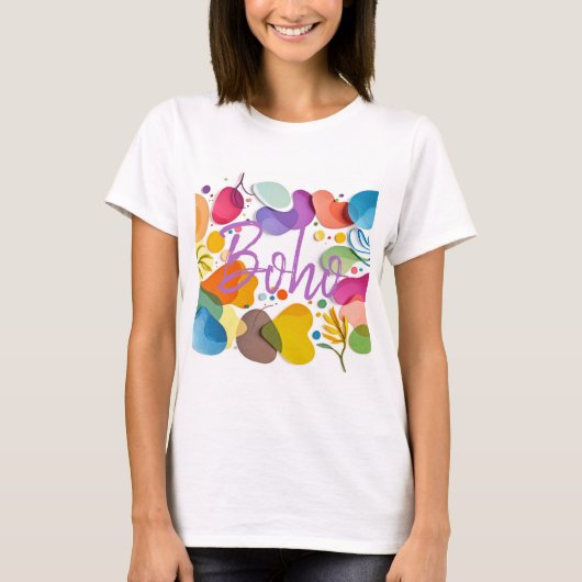 Colorful Abstract Botanical Boho Cutout Art Tシャツ (正面)