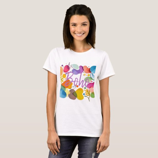 Colorful Abstract Botanical Boho Cutout Art Tシャツ (正面フル)