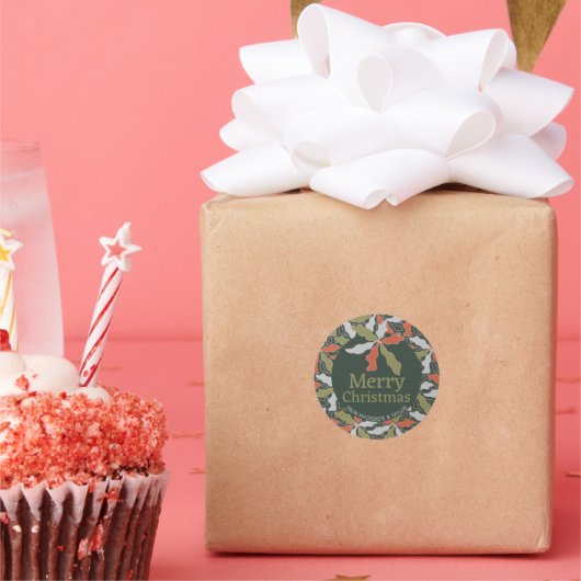 Colorful Abstract Botanical Christmas ラウンドシール (パーティー)