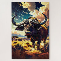 Colorful Abstract Buffalo Puzzle for Adults