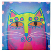 Colorful Abstract Cat Painting タイル (正面)
