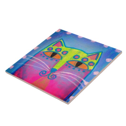 Colorful Abstract Cat Painting タイル (側面)