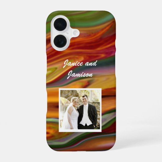 Colorful Abstract design with Personal Photo iPhone 16ケース (裏面)