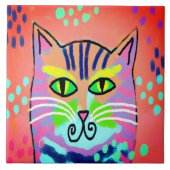 Colorful Abstract Digital Cat Painting タイル (正面)