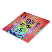 Colorful Abstract Digital Cat Painting タイル (側面)