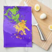 Colorful abstract energy wave キッチンタオル (四つ折り)