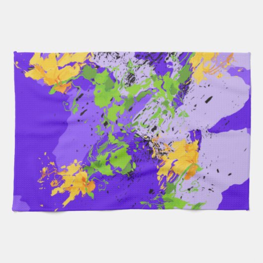 Colorful abstract energy wave キッチンタオル (横)