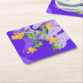 Colorful abstract energy wave スクエアペーパーコースター (アングル)