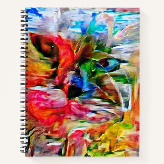 Colorful Abstract Expressionist Cat Art Print" ノートブック (正面)