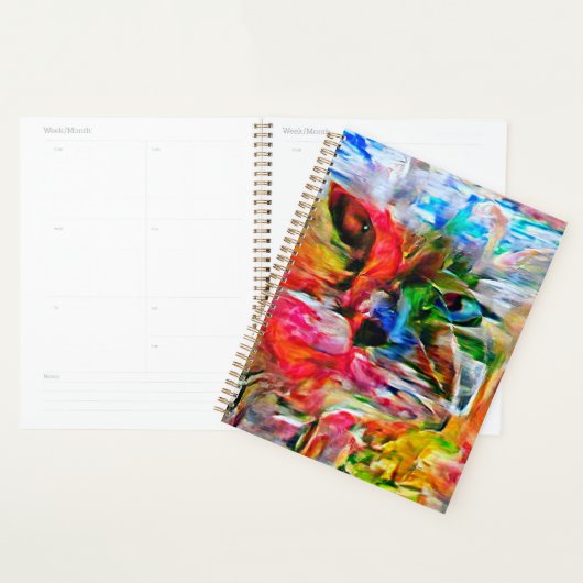Colorful Abstract Expressionist Cat Art Print" プランナー手帳 (ディスプレー)