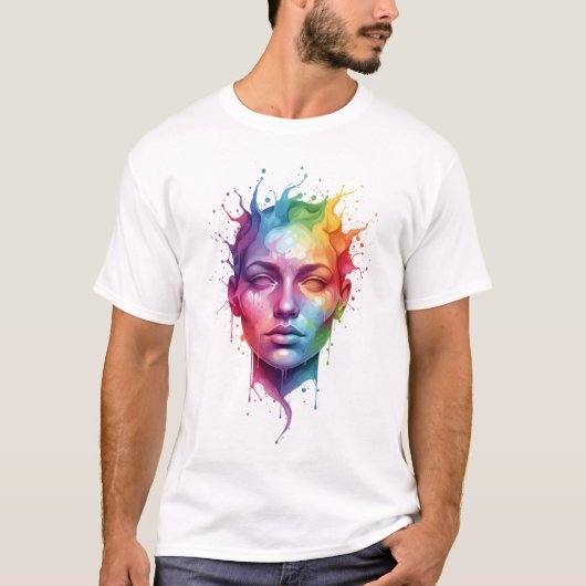 Colorful Abstract Face Art design Tシャツ (正面)