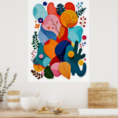 Colorful Abstract Felt Floral Boho Nursery ポスター (キッチン)