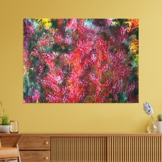 Colorful Abstract Floral Painting on Canvas キャンバスプリント
