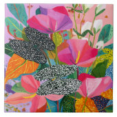 Colorful Abstract Floral Pattern タイル (正面)