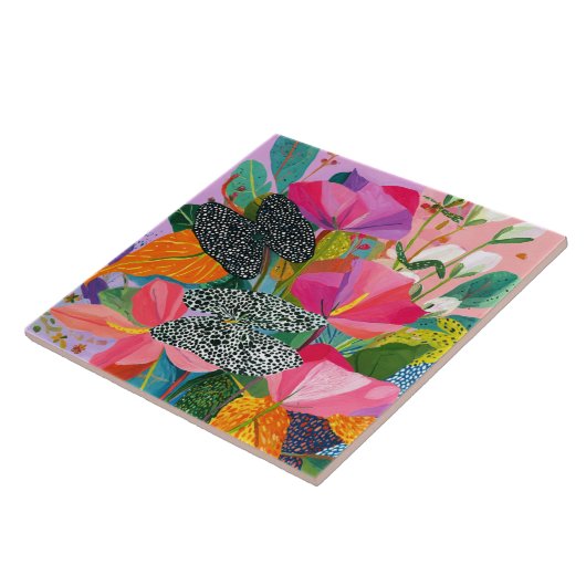 Colorful Abstract Floral Pattern タイル (側面)