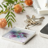 Colorful Abstract Flower Modern Floral Fractal Art キーホルダー (側面)