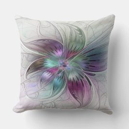 Colorful Abstract Flower Modern Floral Fractal Art クッション
