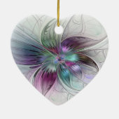 Colorful Abstract Flower Modern Floral Fractal Art セラミックオーナメント (裏面)