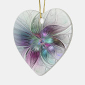 Colorful Abstract Flower Modern Floral Fractal Art セラミックオーナメント (左)