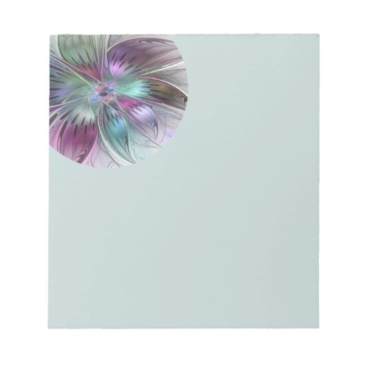 Colorful Abstract Flower Modern Floral Fractal Art ノートパッド (正面)