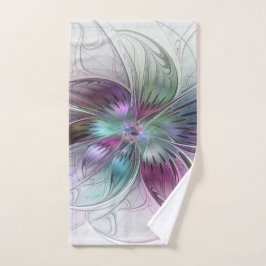 Colorful Abstract Flower Modern Floral Fractal Art ハンドタオル