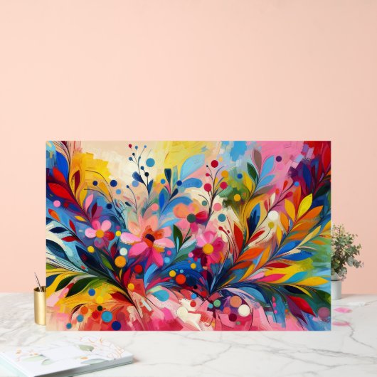 Colorful Abstract Flowers Vibrant Explosion Art Ch アクリルサイン (ウェディング)