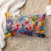 Colorful Abstract Flowers Vibrant Explosion Art Ch ランバークッション (ブランケット)