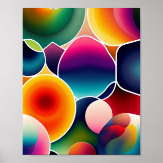 Colorful abstract fluid shapes organic geometric 5 ポスター