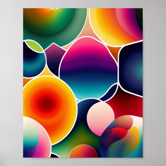 Colorful abstract fluid shapes organic geometric 5 ポスター (正面)