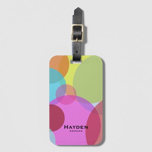 Colorful Abstract Geometric Circles Personalised ラゲッジタグ (正面縦)