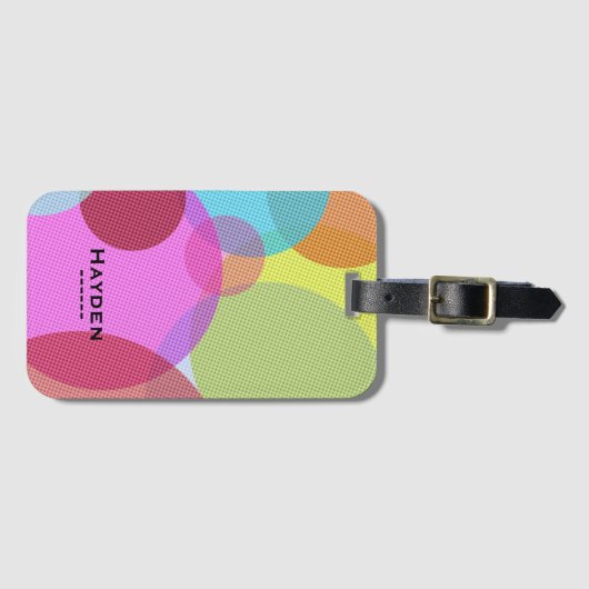 Colorful Abstract Geometric Circles Personalised ラゲッジタグ (正面横)