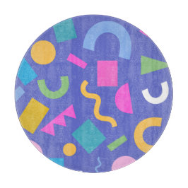 Colorful Abstract Geometric Memphis Style Pattern カッティングボード