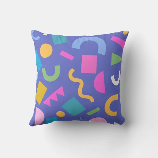 Colorful Abstract Geometric Memphis Style Pattern クッション (裏面)
