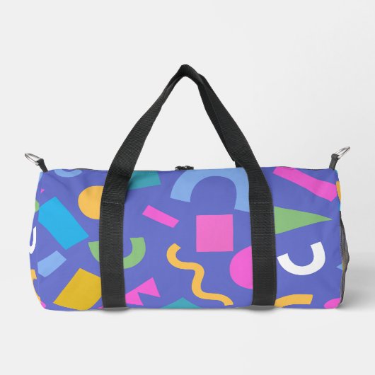 Colorful Abstract Geometric Memphis Style Pattern ダッフルバッグ (正面)