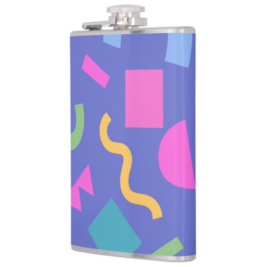Colorful Abstract Geometric Memphis Style Pattern フラスク (左)